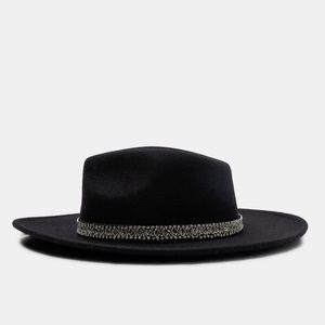 Zara Black Wool Wide Brim Hat